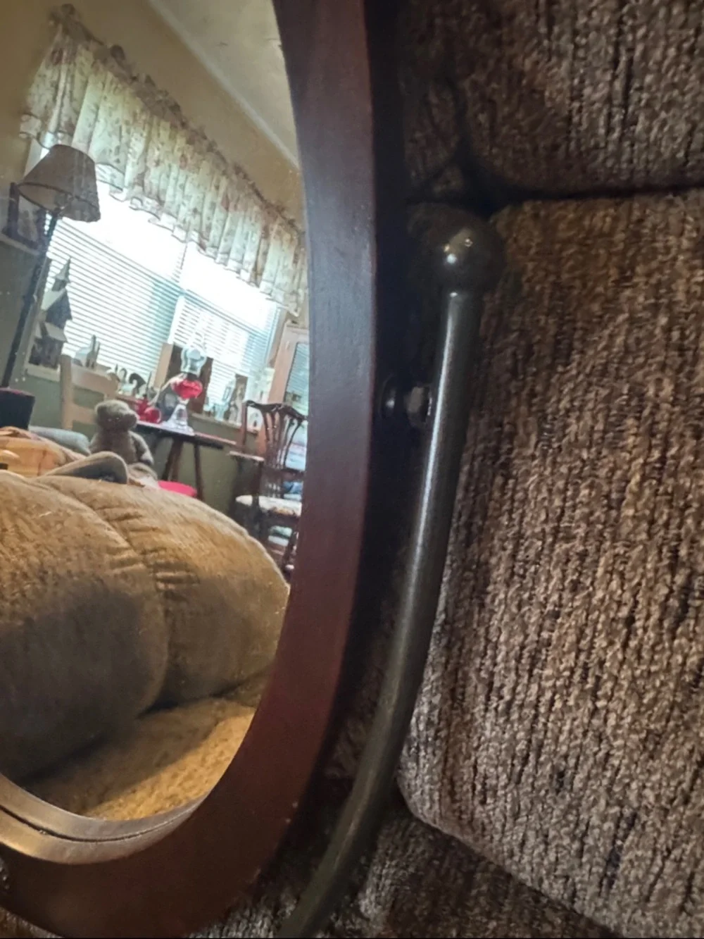 Vintage Mahogany Wood Finish Oval pedestal Vanity Mirror